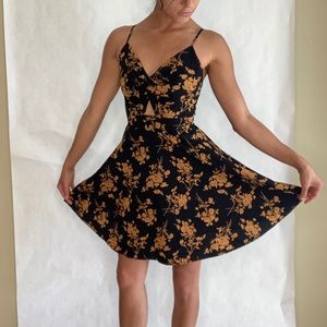 SHEIN brand gold floral little black dress